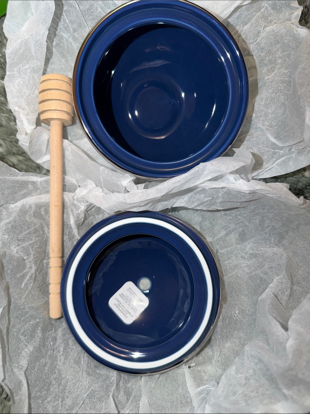 KATE SPADE & LENOX HONEY POT- Silver with bright blue interior. - Picture 4 of 14